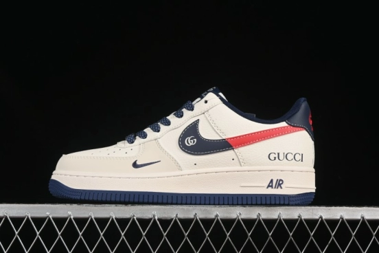 Nike Air Force 1'07 Low Gucci Collaboration Blue Red Swoosh Casual Sneakers - JJ2508-713