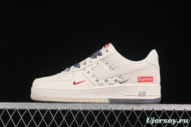 Nike Air Force 1 '07 Low Supreme Collaboration Dual-Tone Grey Print Casual Sneakers - HH7518-077