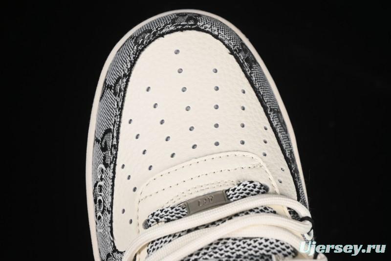 Nike Air Force 1'07 Low Gucci Collaboration Grey Pattern Drawstring Casual Sneakers - YX5066-319