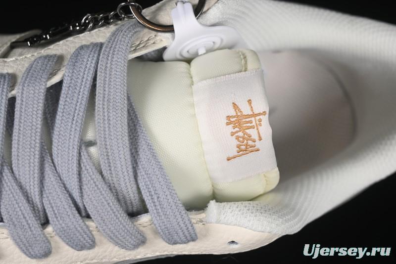 Nike Air Force 1 '07 Low Stussy Collaboration Gold Embroidery Grey Swoosh Casual Sneakers - XX3168-150