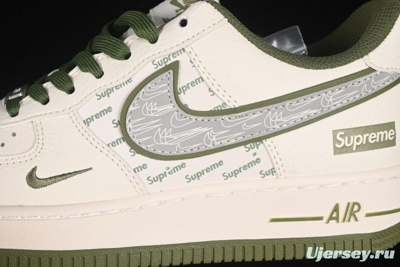 Nike Air Force 1 '07 Low Supreme Collaboration Military Green Multi Swoosh Casual Sneakers - XX3168-148