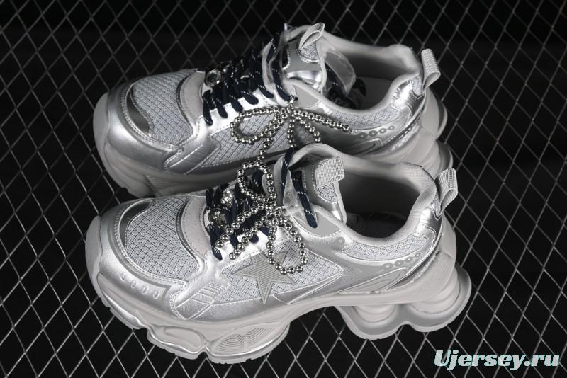 GG-CC Star Same Style Lace-up Hollow Out Dad Shoes with 5cm Height Increase - G25X269