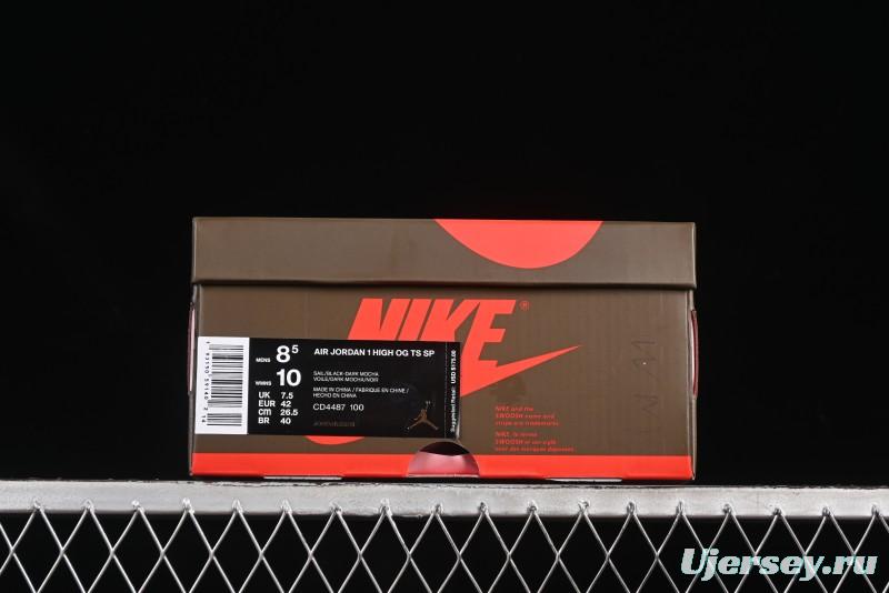 Nike Travis Scott x Air Jordan 1 High OG AJ1 Reverse Swoosh Limited Edition - CD4487-100