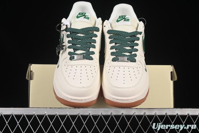 Nike Air Force 1 '07 Low Stussy Collaboration Green Swoosh Gum Sole Casual Sneakers - XX3168-138