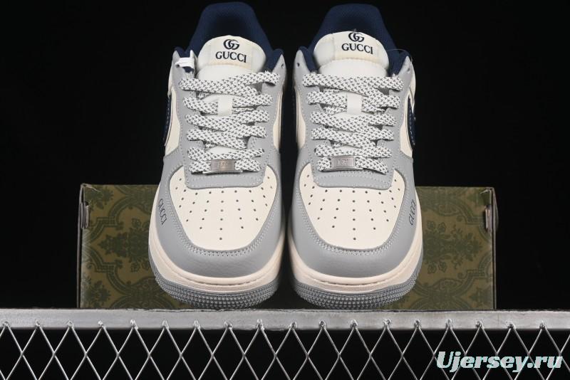 Nike Air Force 1 '07 Low Gucci Collaboration Grey Blue Swoosh Casual Sneakers - XS1958-543