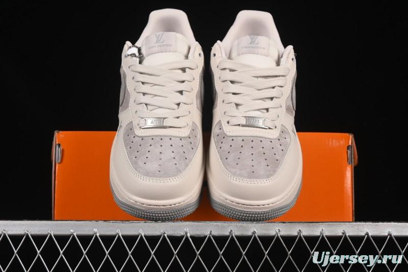 Nike Air Force 1 '07 Low LV Collaboration Beige Grey Snake Swoosh Casual Sneakers - XX3168-130