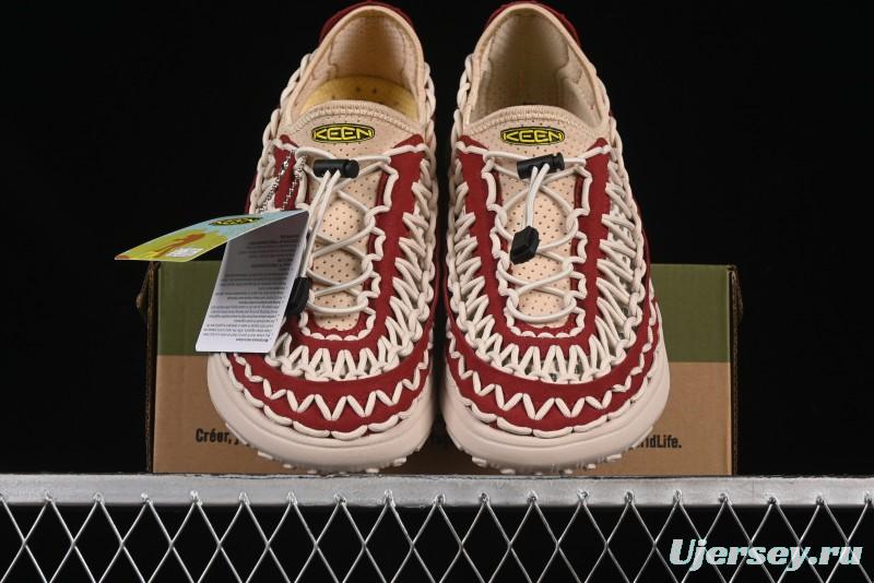 Keen Uneek Flat-M Woven Elastic Strap Outdoor Water Sports Sandals - 1014097 RED