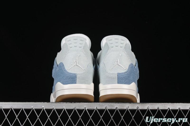 Nike Air Jordan 4 Retro Denim "Worn Blue" Sneakers with Distressed Wash Finish - IB6716-100