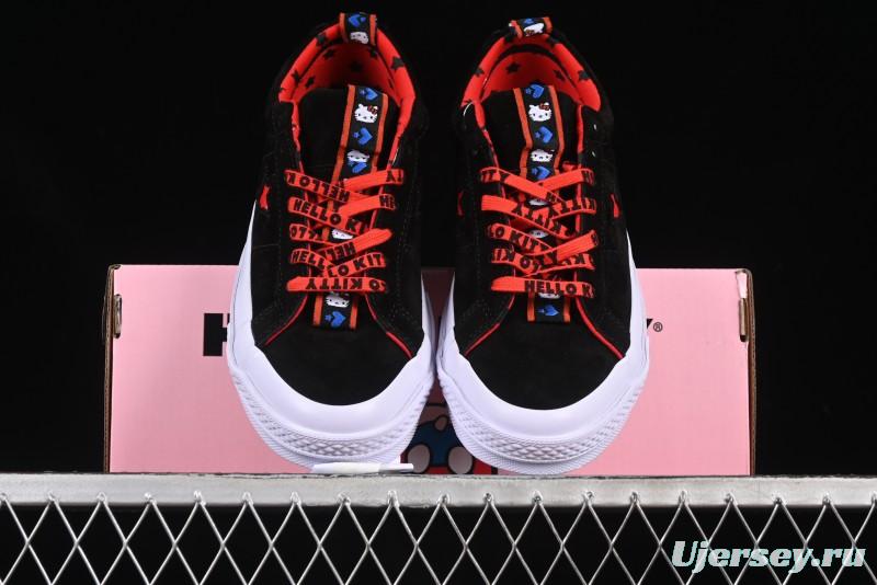 Converse One Star Low Top Casual Sneakers with Hello Kitty Collaboration - Pink Star and Embroidered Bow Design - 163904C