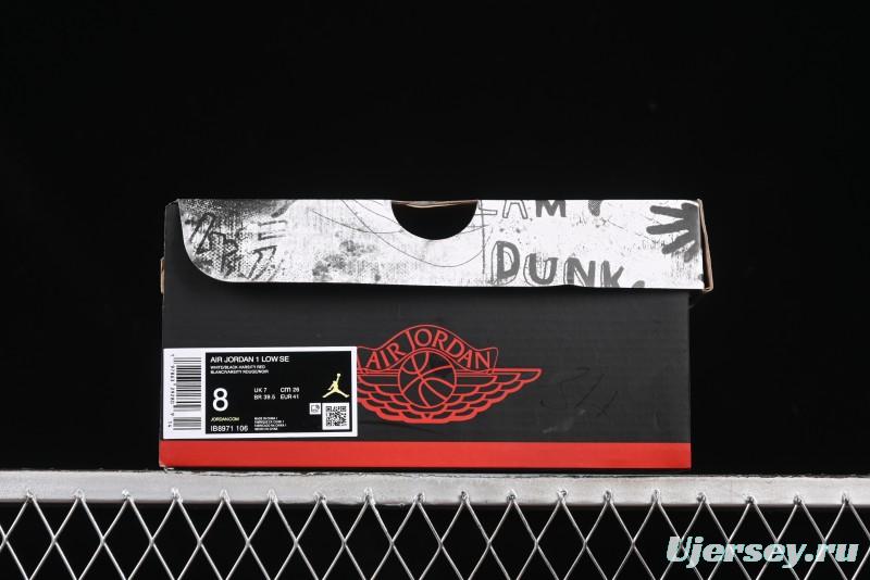 Nike Air Jordan 1 Low "White Black Gym Red" Retro Casual Sneakers - IB8971-106