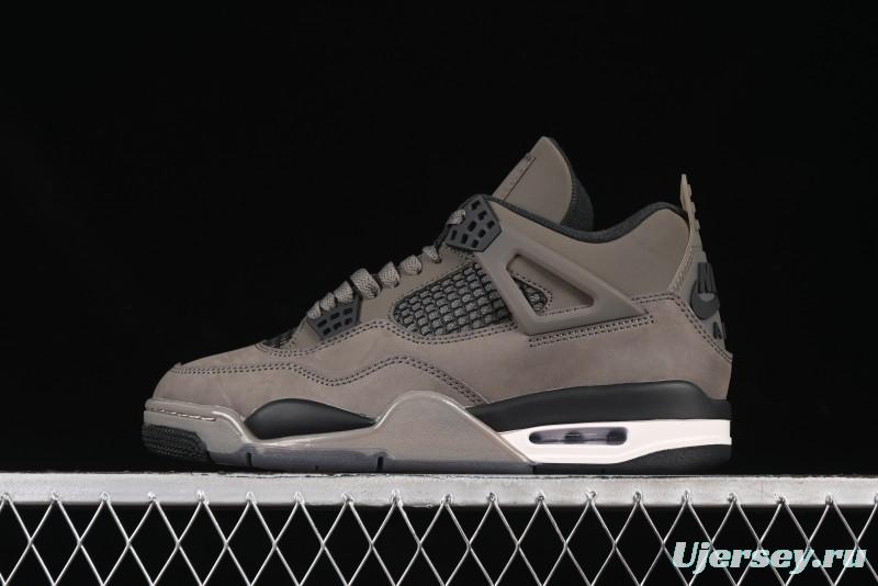 Nike Air Jordan 4 Retro Sneakers in Cave Stone Brown Suede with Black Mesh - FV5029-200