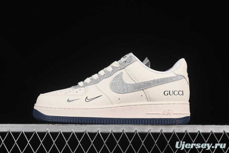 Nike Air Force 1 '07 Low Gucci Collaboration Silver Swoosh Casual Sneakers - XS1958-546