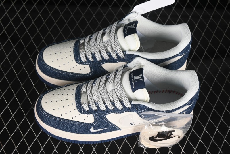 Nike Air Force 1'07 Low LV Collaboration Dark Blue Checkerboard Casual Sneakers - XS1958-551