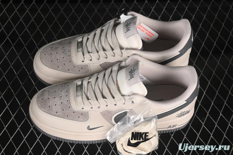 Nike Air Force 1 '07 Low Stussy Collaboration Pig Grey Swoosh Grey Sole Casual Sneakers - XX3168-126