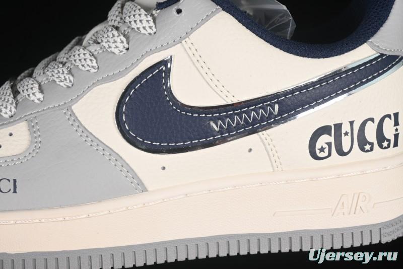 Nike Air Force 1 '07 Low Gucci Collaboration Grey Blue Swoosh Casual Sneakers - XS1958-543