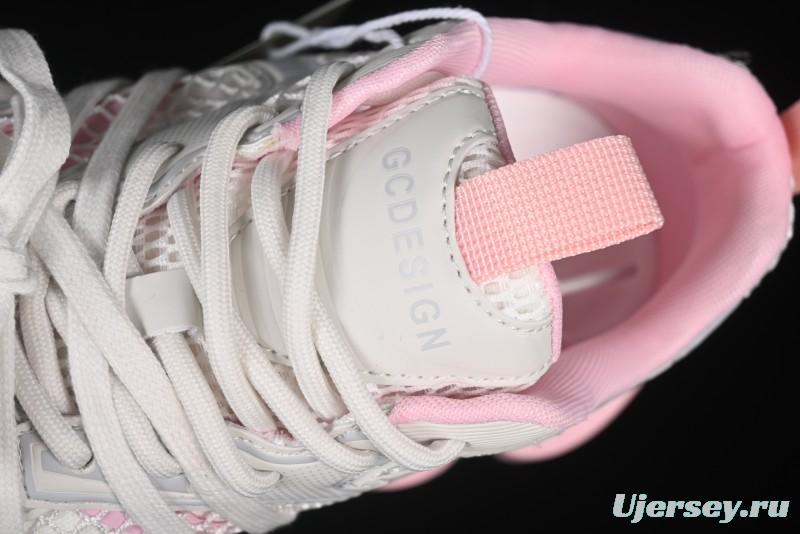 GG-CC Starry Sky Particle Silver White Lace-up Hollow Out Chunky Sneakers with 5cm Height Boost - G25U9778