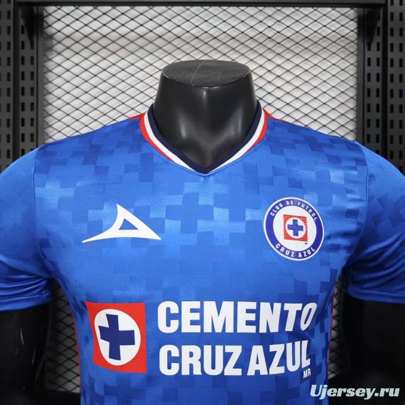 Player Version 25/26 Cruz Azul Home Blue with Digital Pixel Pattern Jersey