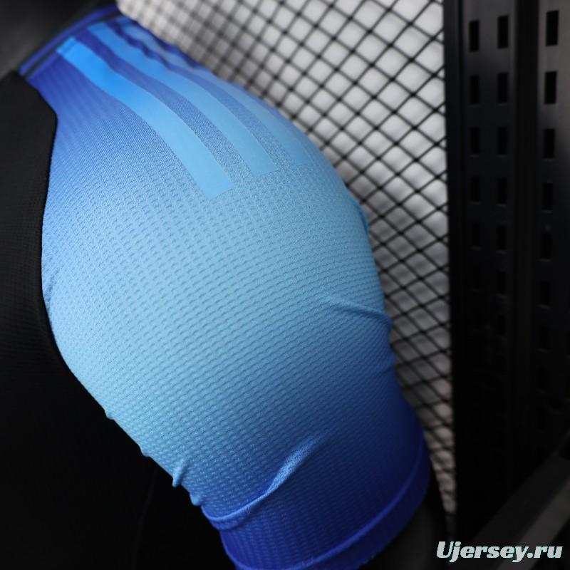 Player Version 2025 Algeria Black with Blue Sleeves Jersey