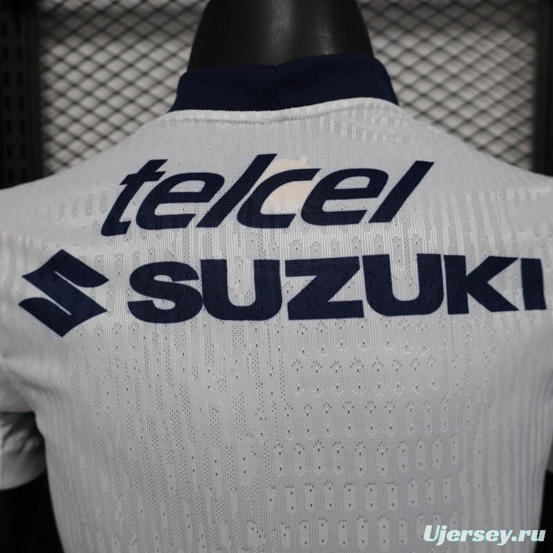 Player Version 25/26 Club America Away White with Navy and Gold Eagle Crest Jersey