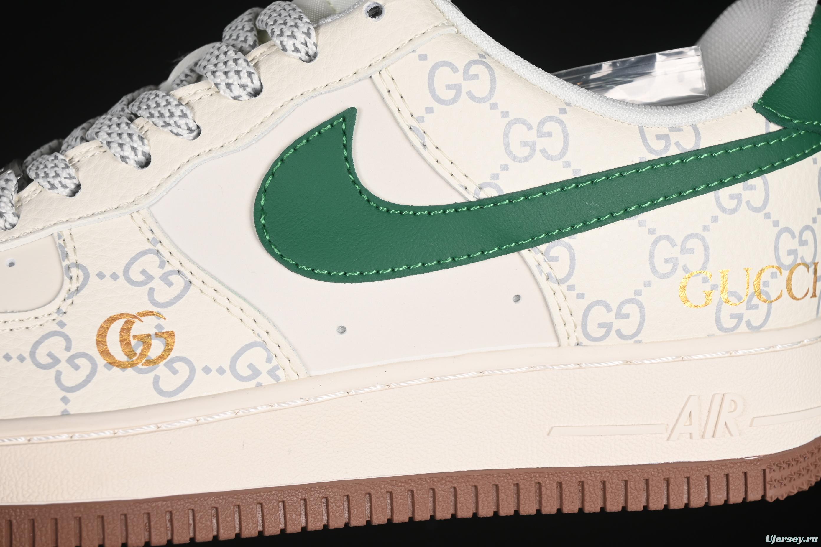 Nike Air Force 1 '07 Low Gucci Collaboration Brown Sole Green Swoosh Casual Sneakers - JJ2508-711