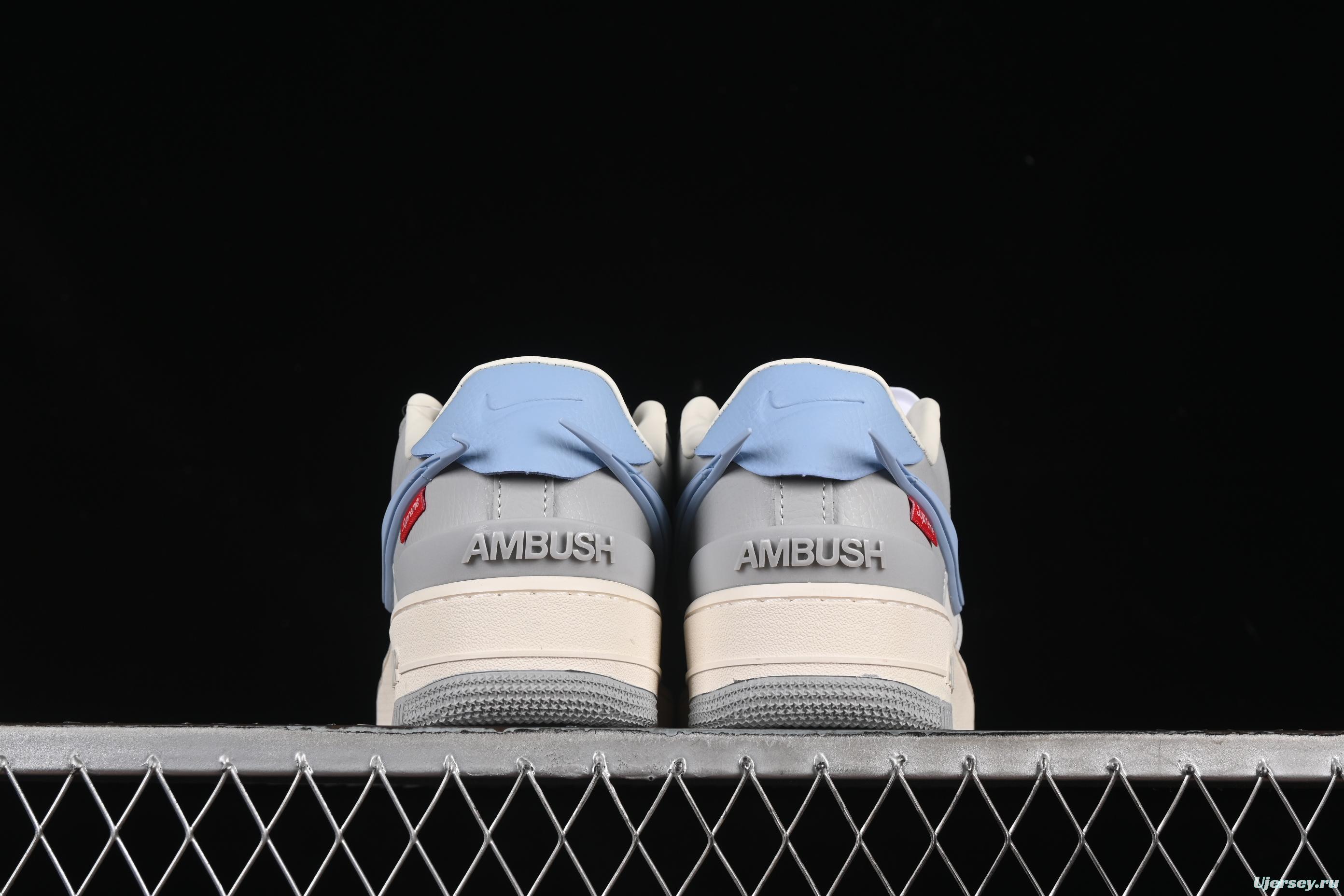 Nike Air Force 1'07 Low Supreme Collaboration Light Blue Swoosh Casual Sneakers - XS3464-577