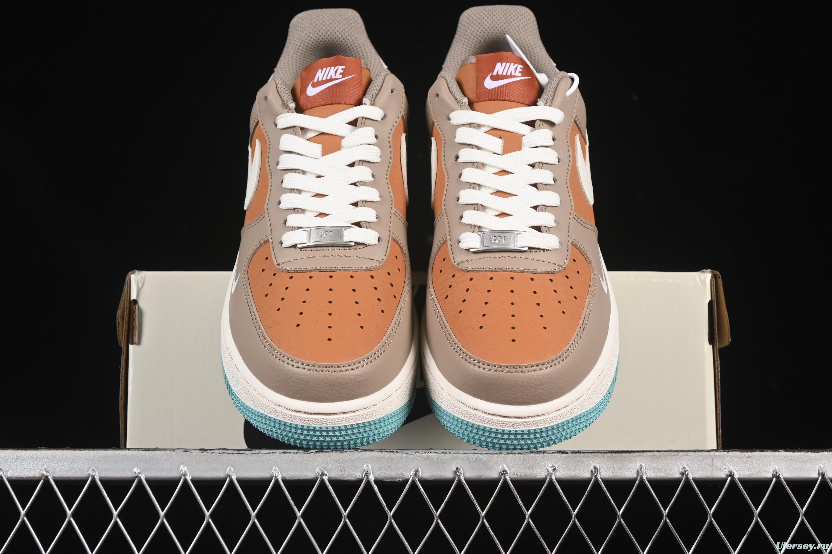Nike Air Force 1 '07 Low TS Collaboration Grey Brown with Mini Swoosh Casual Sneakers - LW9279-006