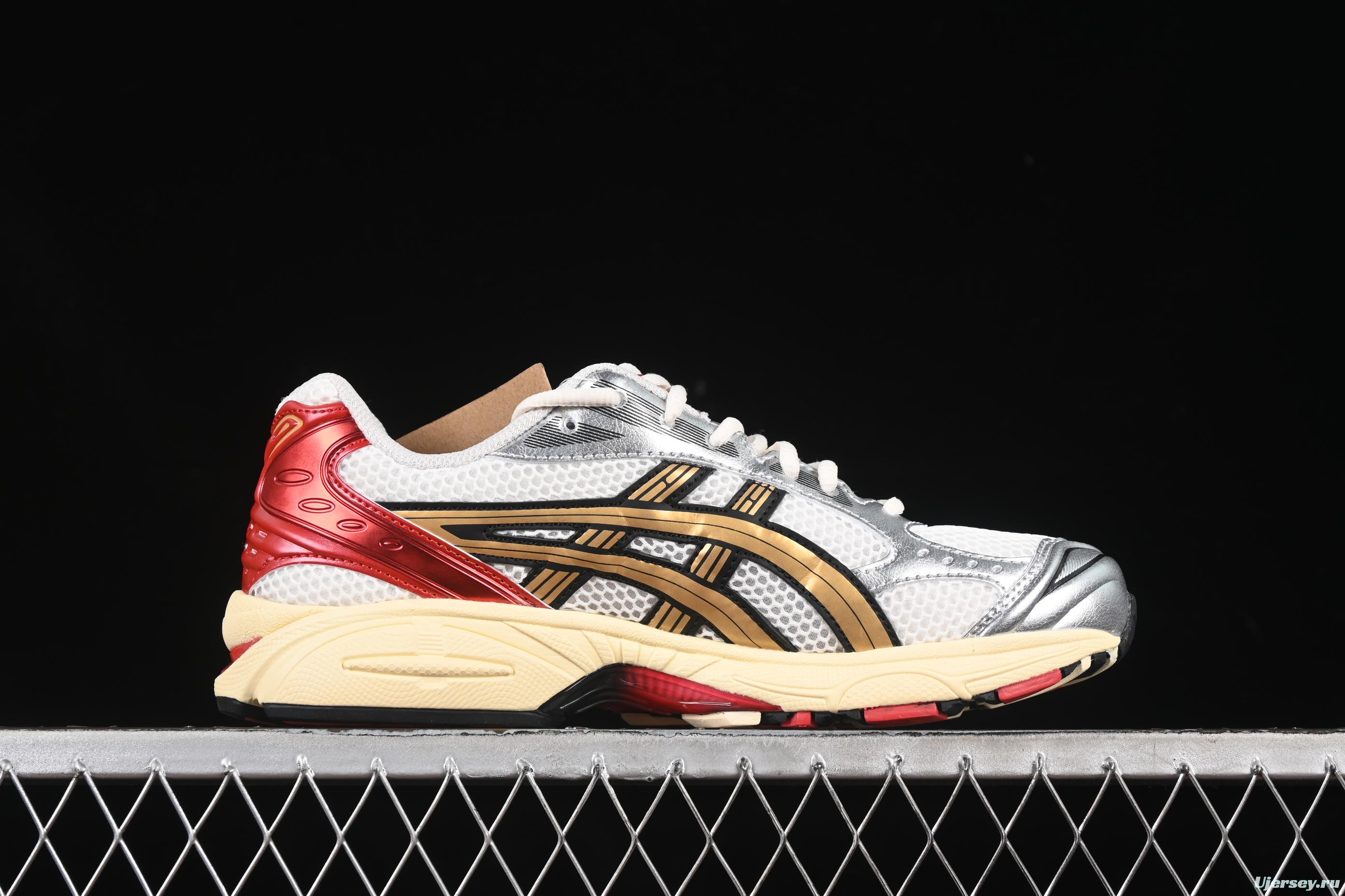 Asics Gel-Kayano 14 Running Shoes with Engineered Elastic Double-Layer Recycled Knit Upper and 3D Visible GEL Cushioning - 1203A692-100