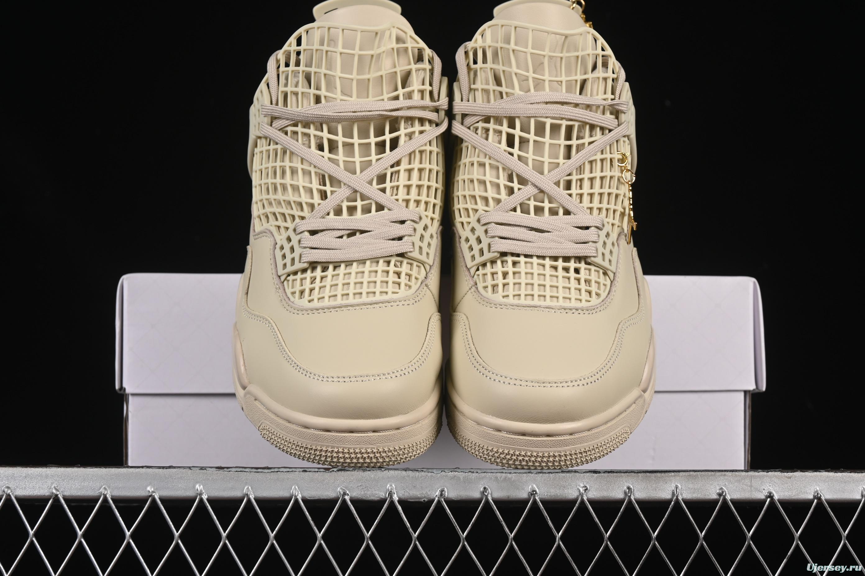 Nike Air Jordan 4 Retro Basketball Shoes in Rattan with NET Design - FN7251-200