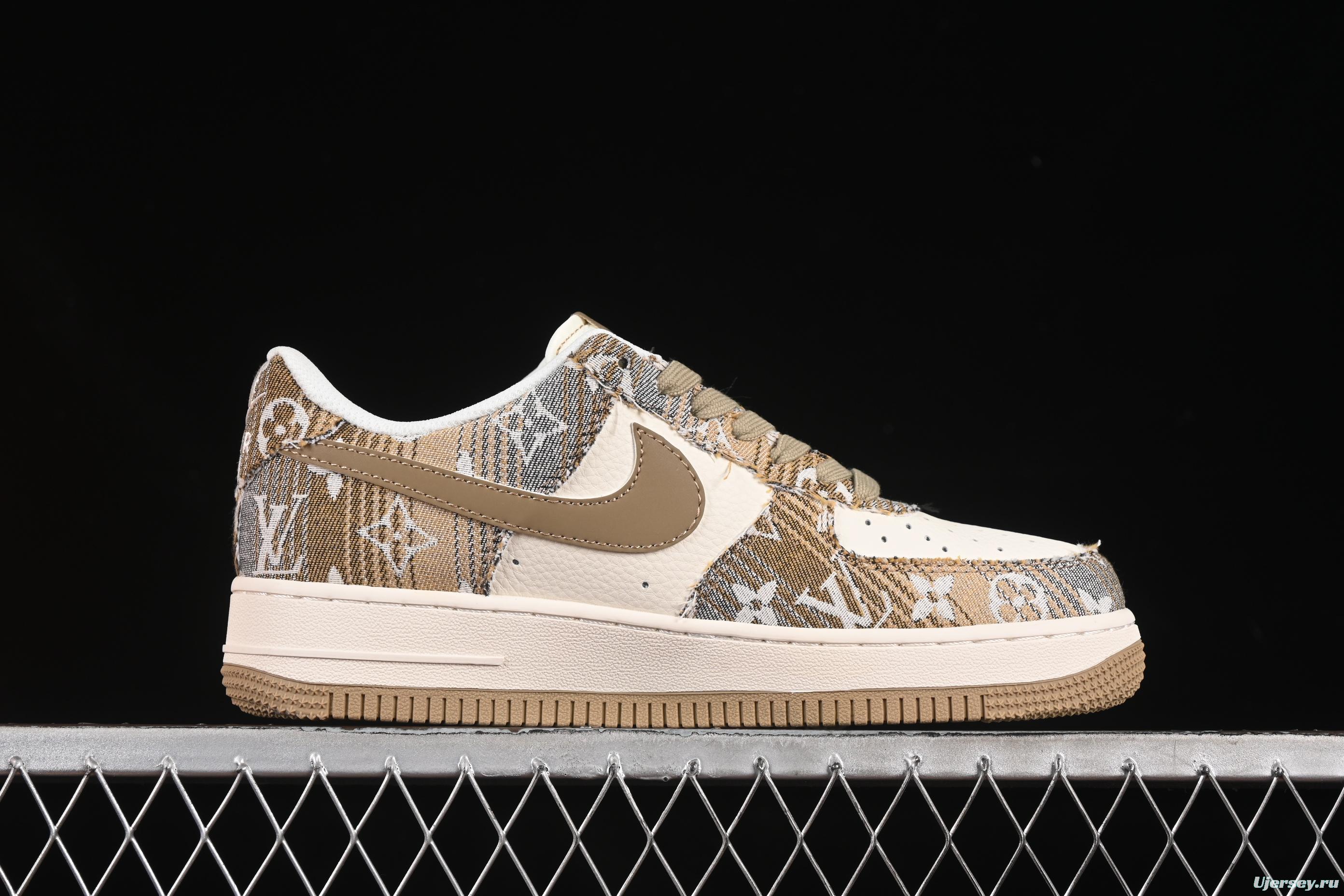 Nike Air Force 1'07 Low LV Collaboration Khaki Print Denim Casual Sneakers - XS1958-582