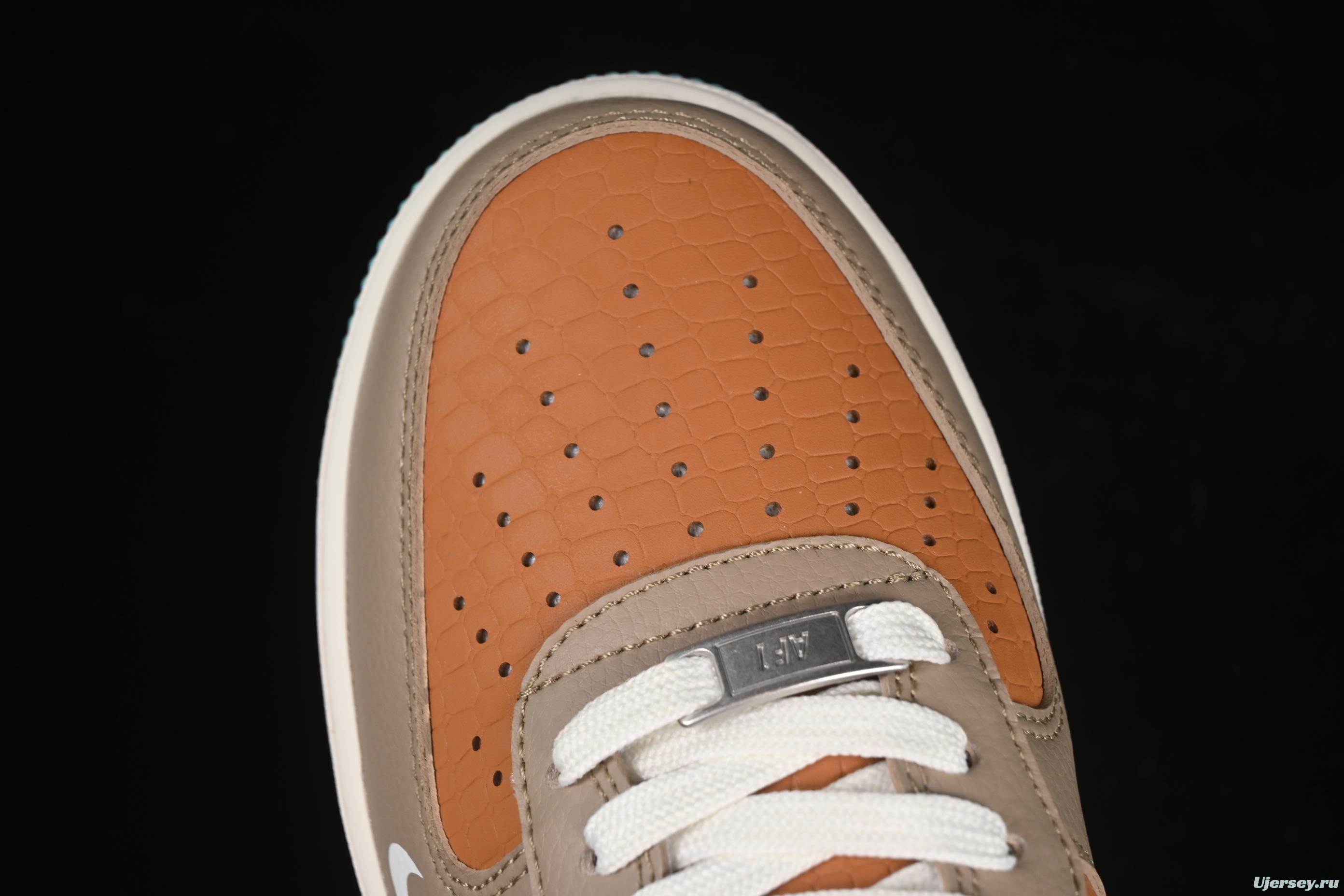 Nike Air Force 1 '07 Low TS Collaboration Grey Brown with Mini Swoosh Casual Sneakers - LW9279-006