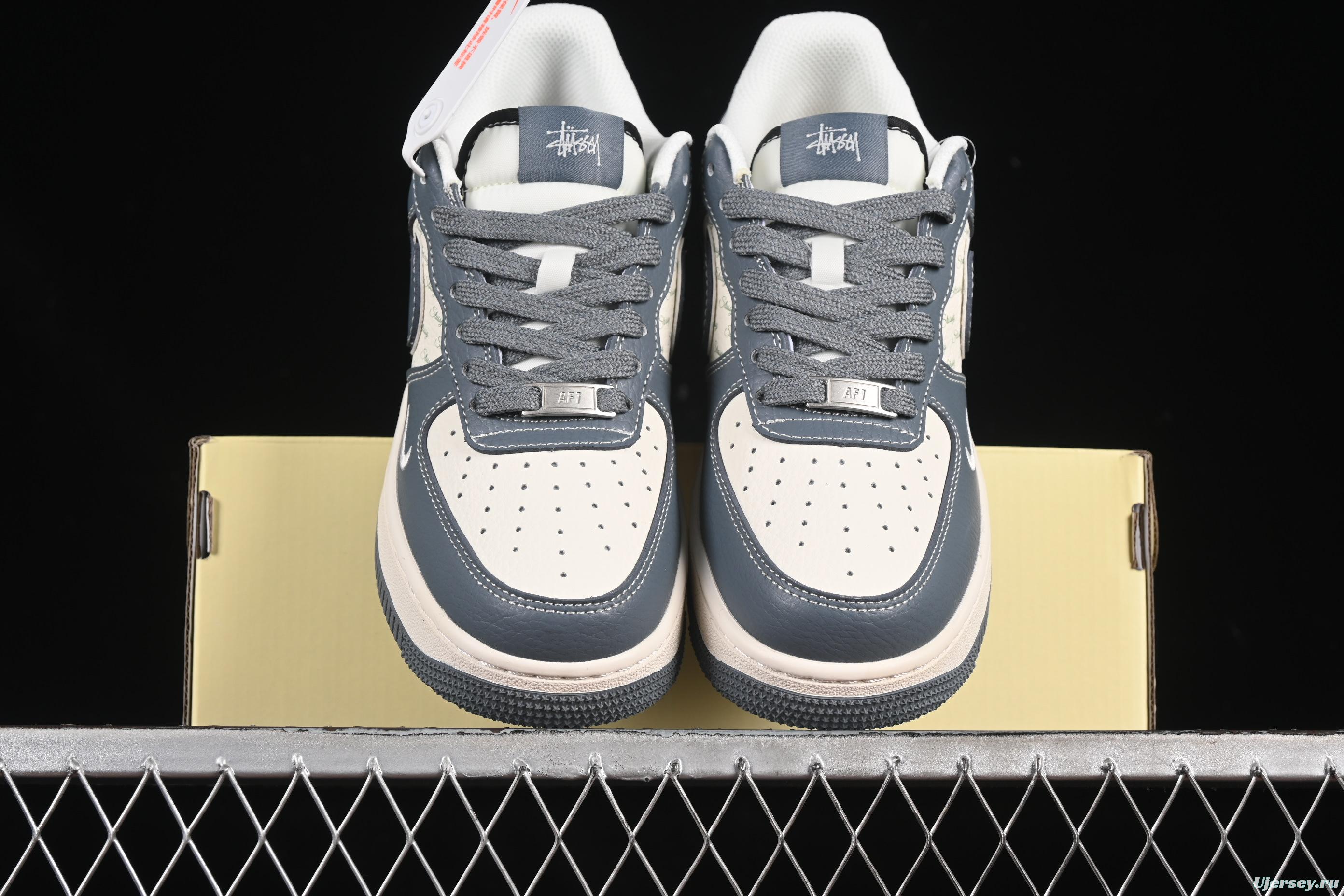 Nike Air Force 1 '07 Low Stussy Collaboration Grey Black Tail Low-Top Casual Sneakers - XS1958-553