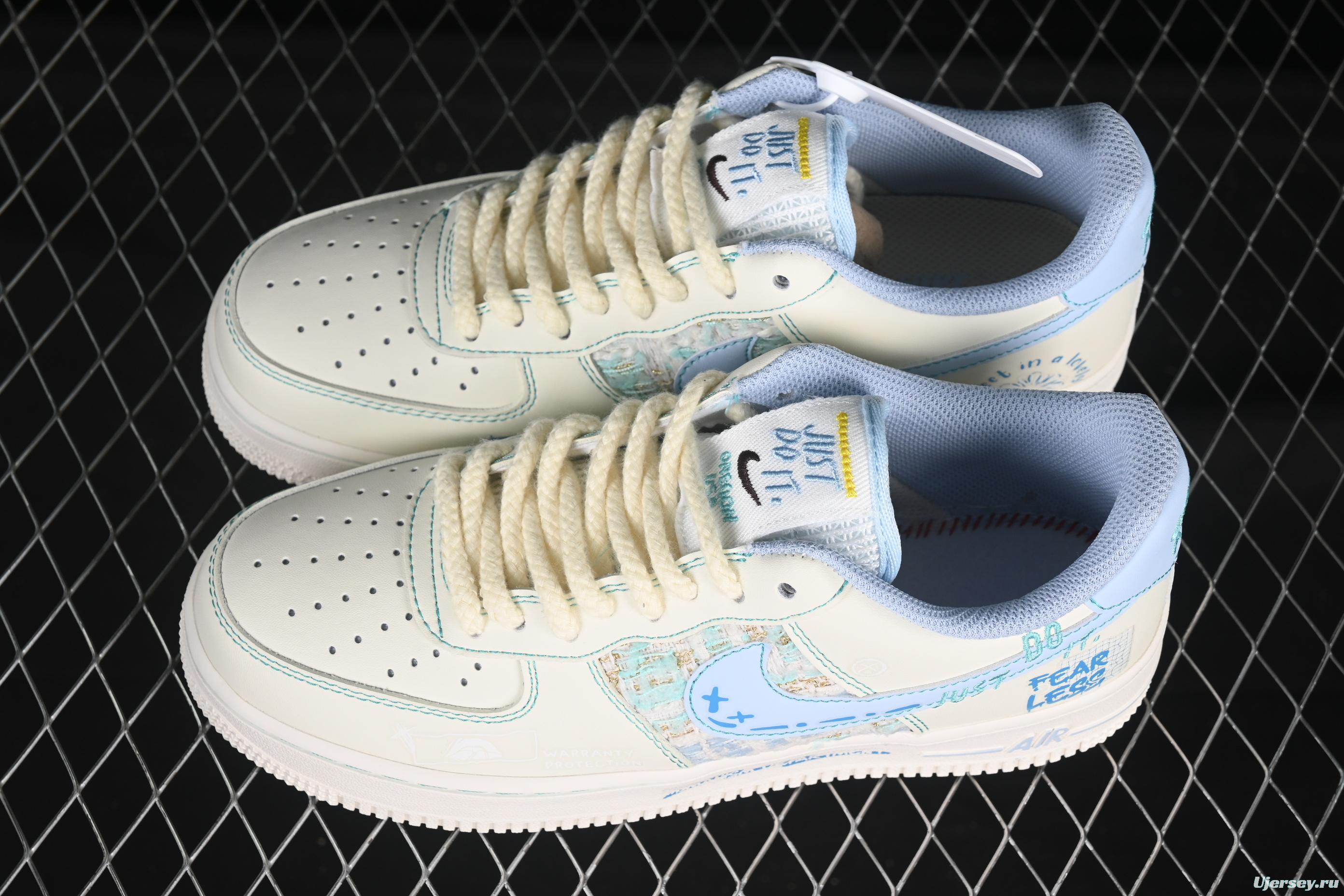 Nike Air Force 1'07 Low "Love Words" Casual Sneakers with Blue Romantic Design - FJ7740-510