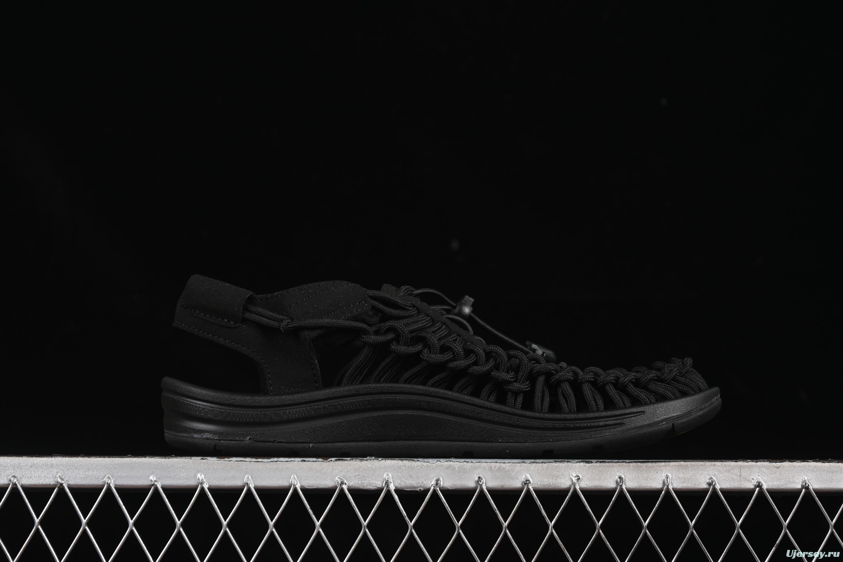 Keen Uneek Flat-M Woven Elastic Strap Casual Outdoor Water Sandals - 1014097 BLACK