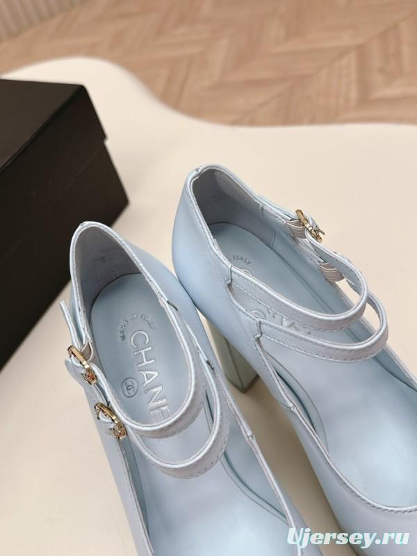 2025 Women Chanel White Black Leather Platform Mary Jane Shoes