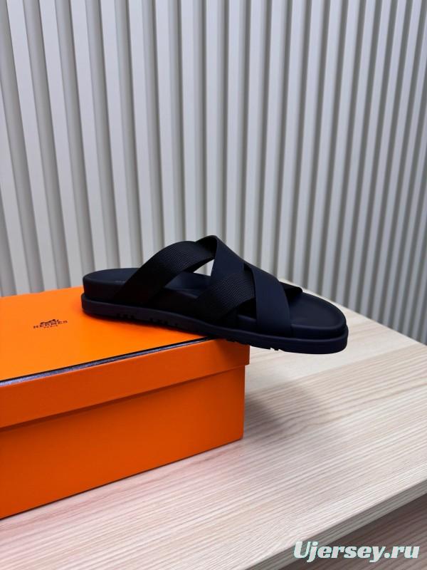 2025 Men HERMÈS Brown Leather Sandals