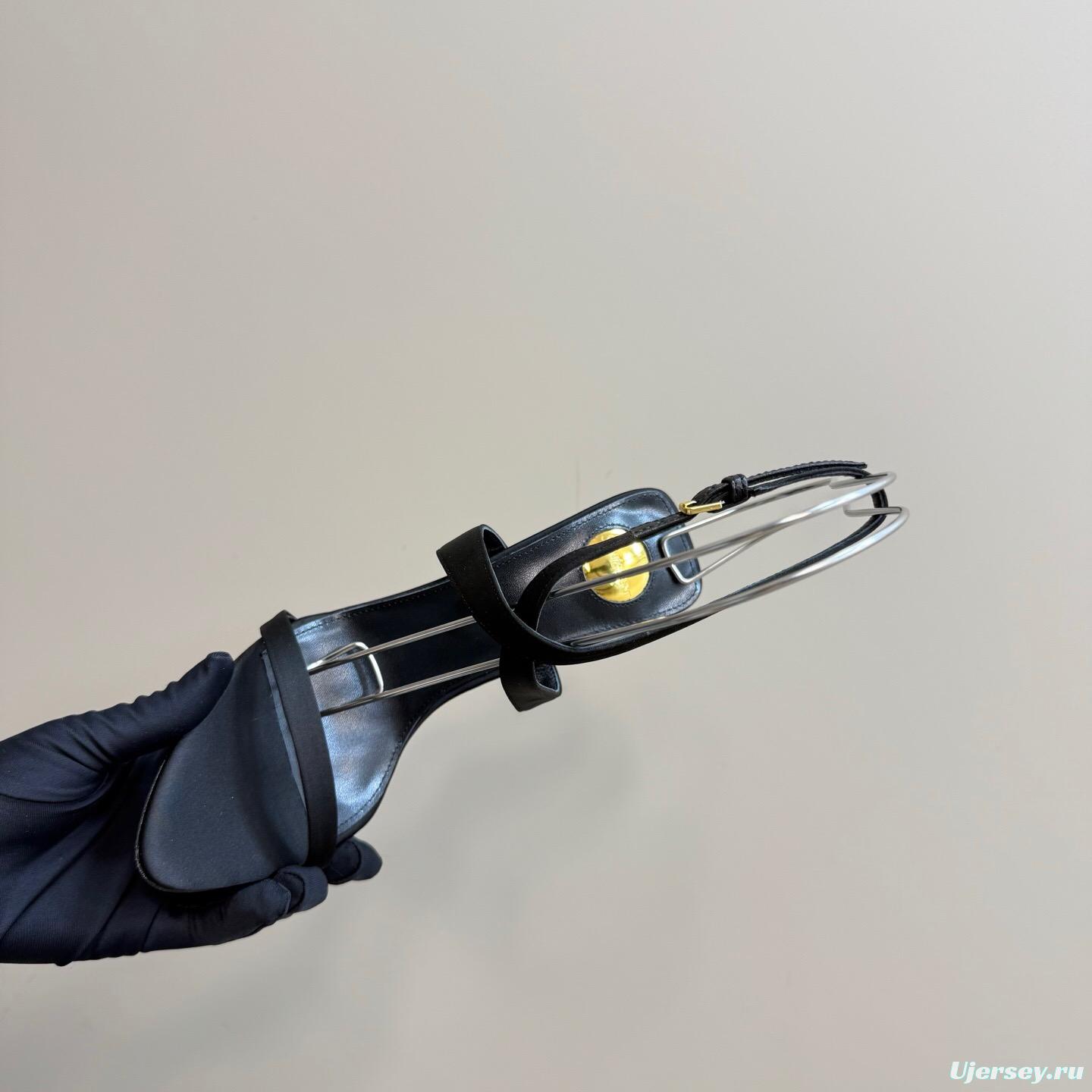 2025 Women Yves Saint Laurent Black And Gold Wedge Sandals Premium Leather Elegant Design LY00360(F)