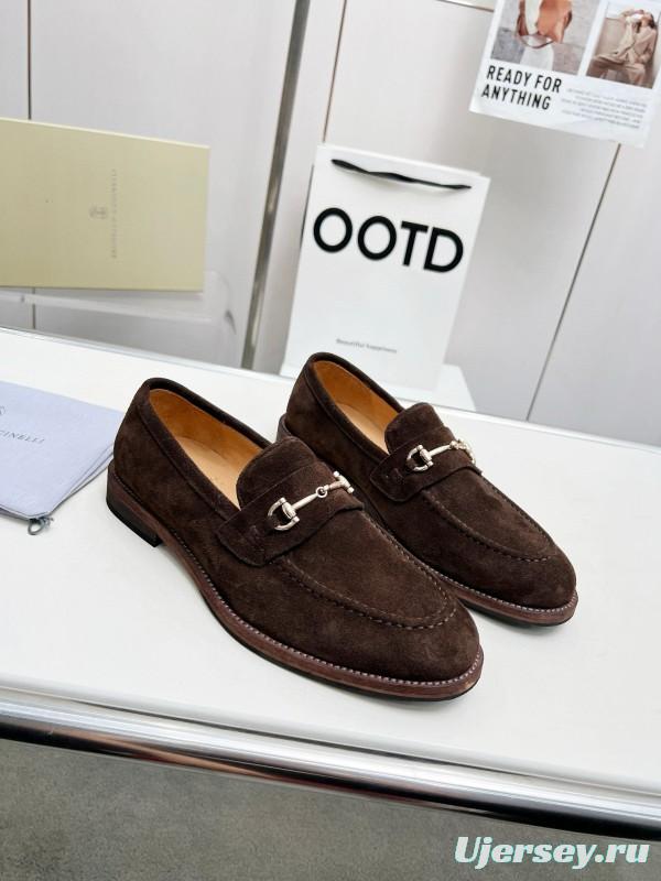 2024 Men Brunello Cucinelli Brown Suede Leather Loafers