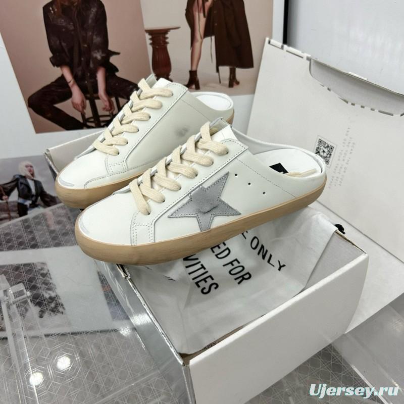 2025 GGDB White Grey Leather Slip-On Sneakers