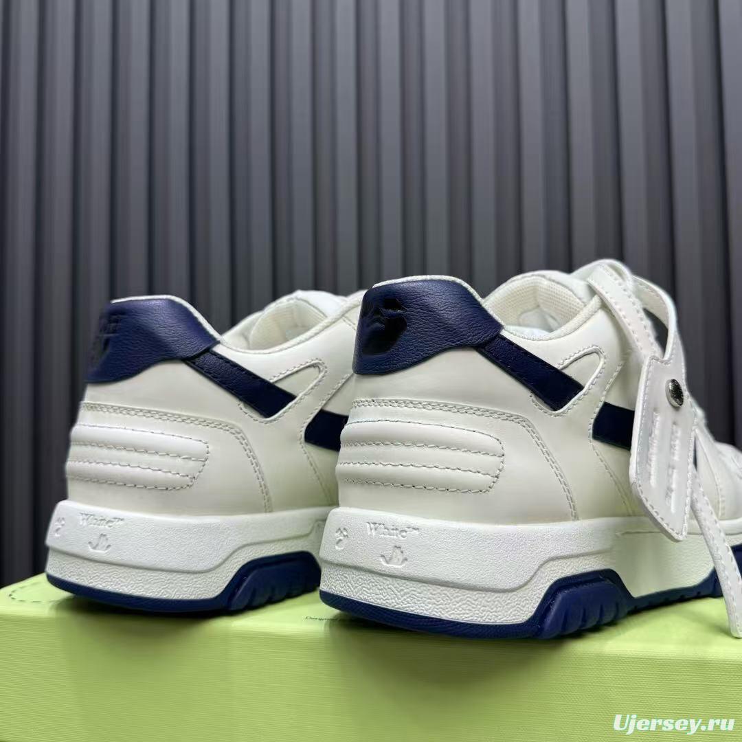 2025 Unisex Off-White White Navy Leather Sneakers KFY00310