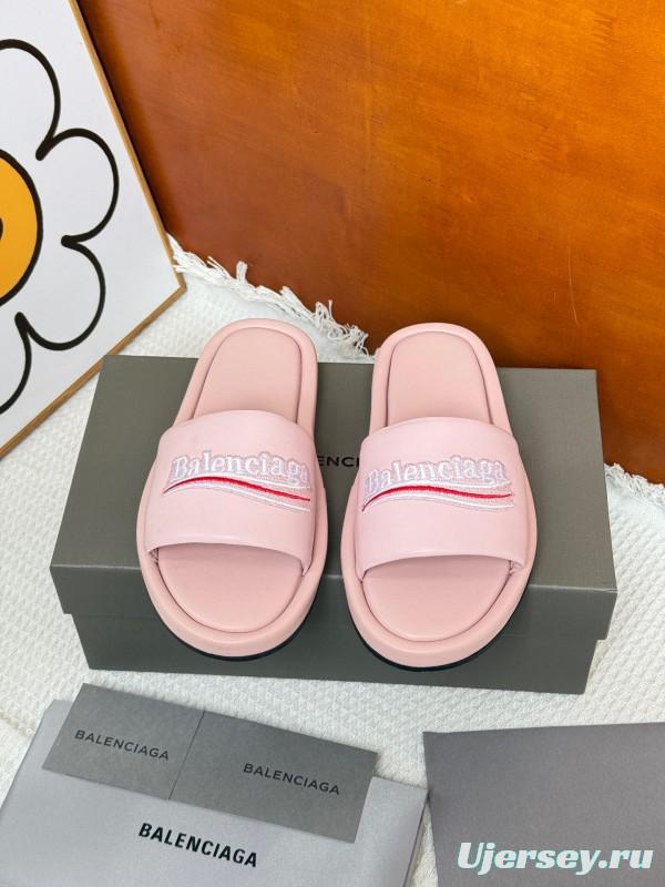 2025 Balenciaga Pink Rubber Slippers