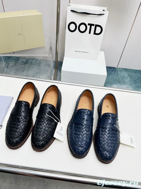 2024 Men Brunello Cucinelli Black Leather Loafers MJ00500