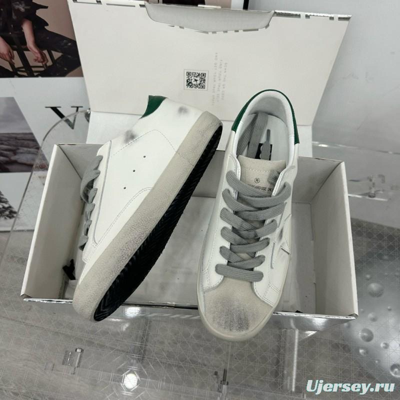 2025 Women GGDB White Green Leather Sneakers