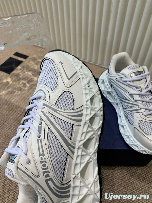 2024 Unisex Dior Beige Grey White Leather Mesh Sneakers MJ00400