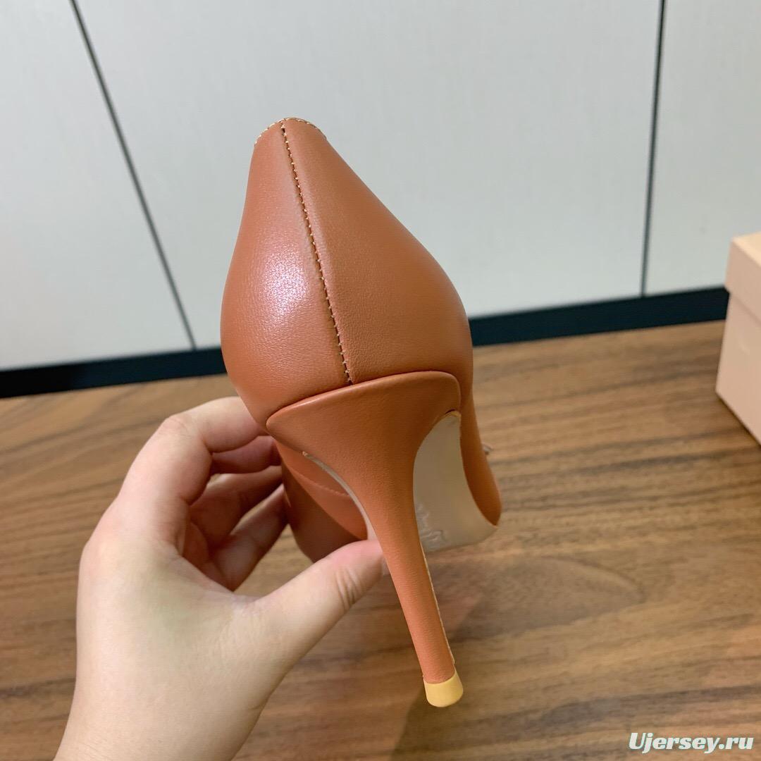 2025 Women Gianvito Rossi Brown Leather Heels KFY00300