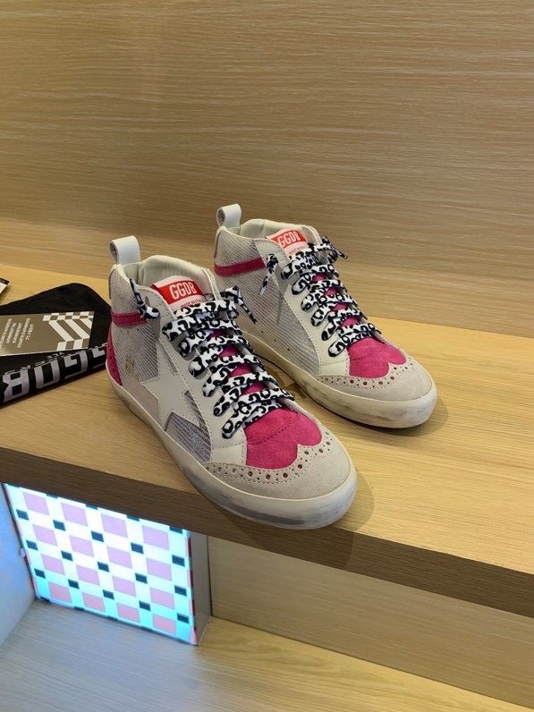2024 Unisex GGDB White Pink Leather Suede High Top Sneakers MJ00300