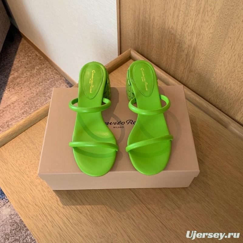 2025 Women Gianvito Rossi Green Leather Slippers