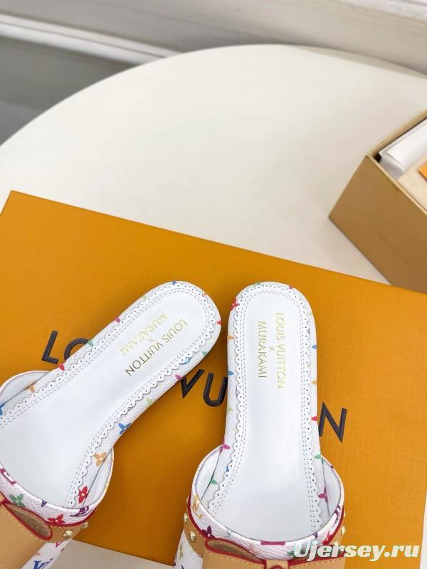 2025 Slippers Louis Vuitton Multicolor Leather Bow MJ00290