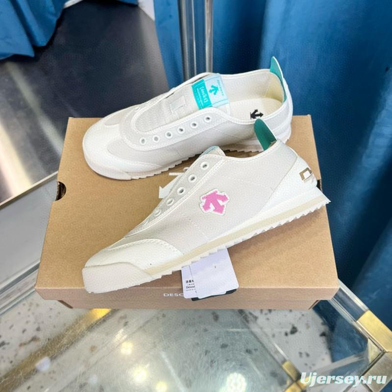 2024 Unisex DESCENTE迪桑特 White Pink Canvas Sneakers