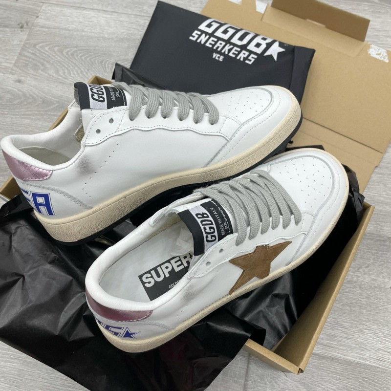2024 Unisex GGDB White Brown Suede Leather Low Top Sneakers MJ00260