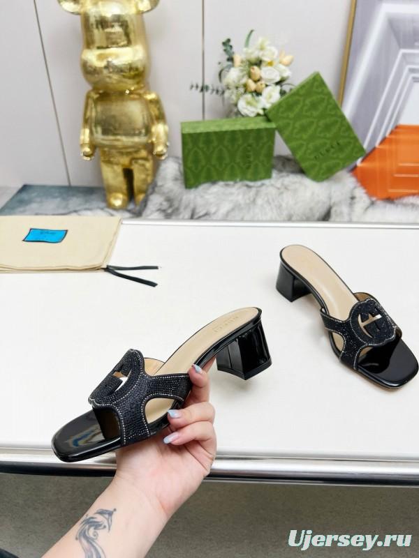 2025 Gucci Black Leather Slippers